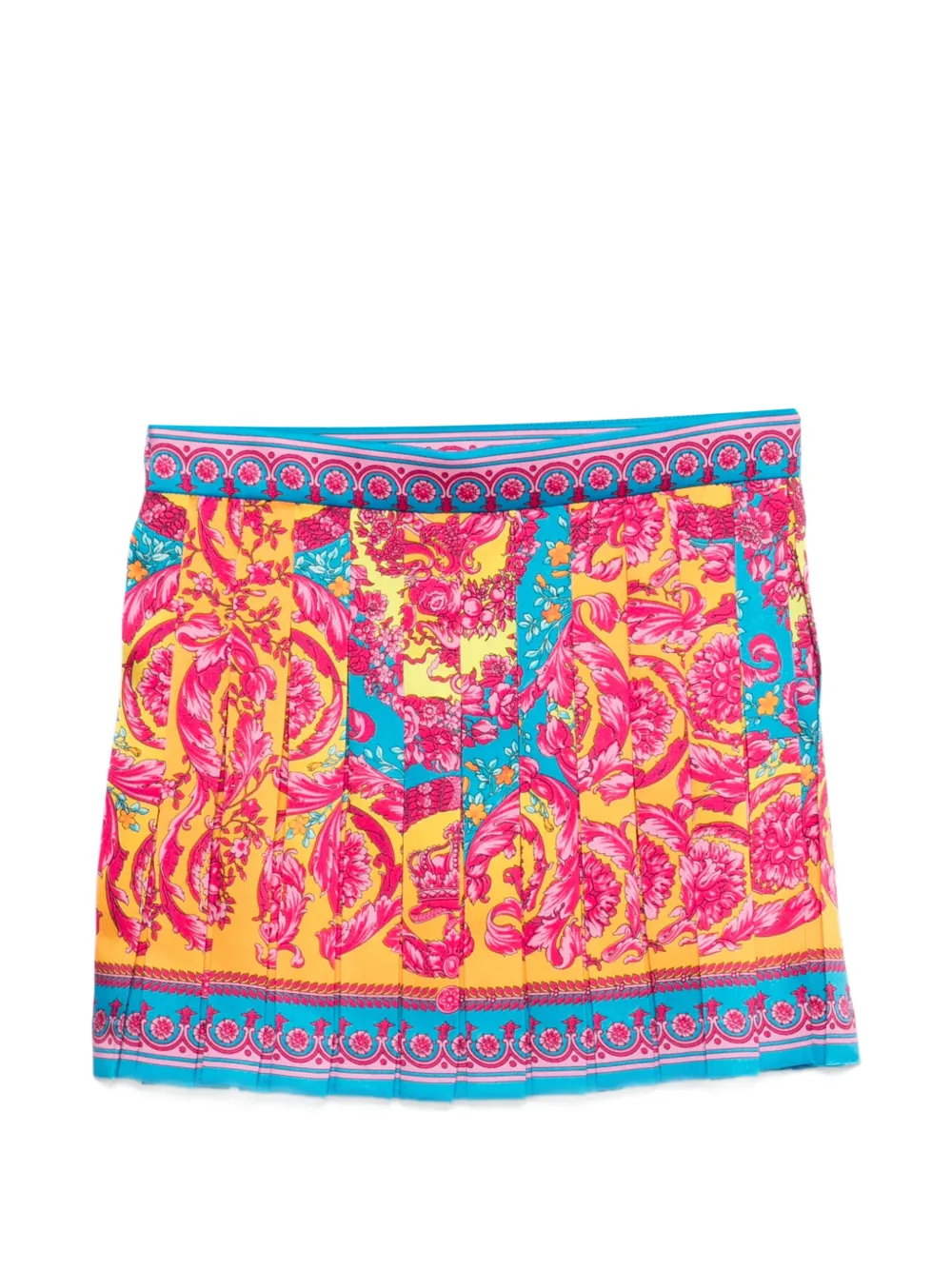  Versace Kids Floral-print Pleated Skirt - Pink 