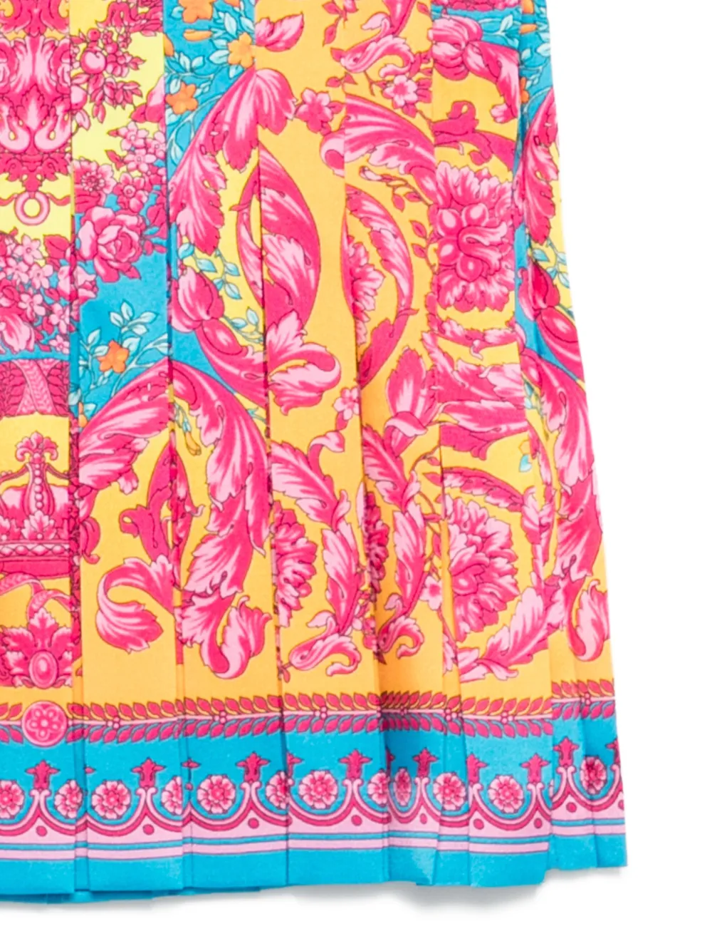  Versace Kids Floral-print Pleated Skirt - Pink 