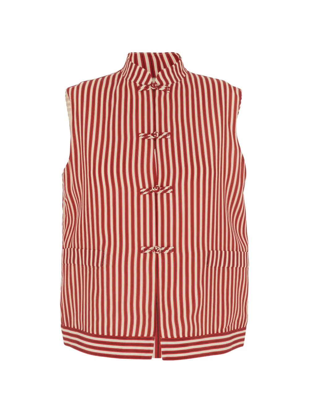 HUI MILANO Lorenzo striped knot-fastening vest - Rosso
