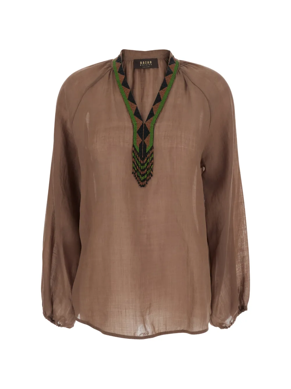 Bazar Deluxe beaded V-neck top - Marrone