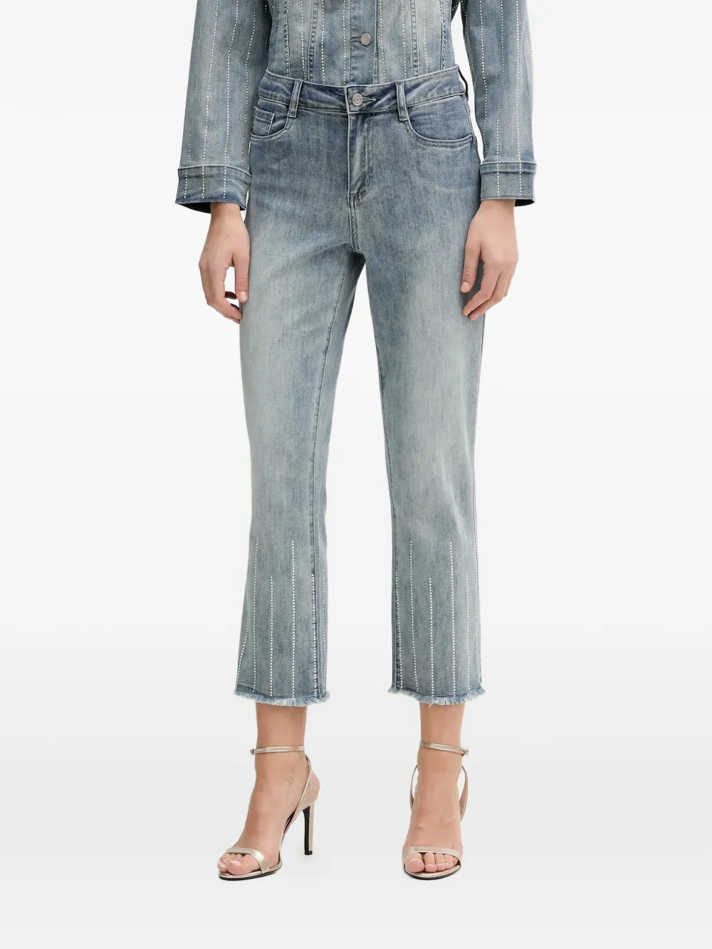 Joseph Ribkoff rhinestone-detail frayed jeans - Blau