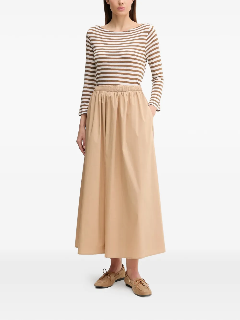  Oui Elasticated Maxi Skirt - Neutrals 