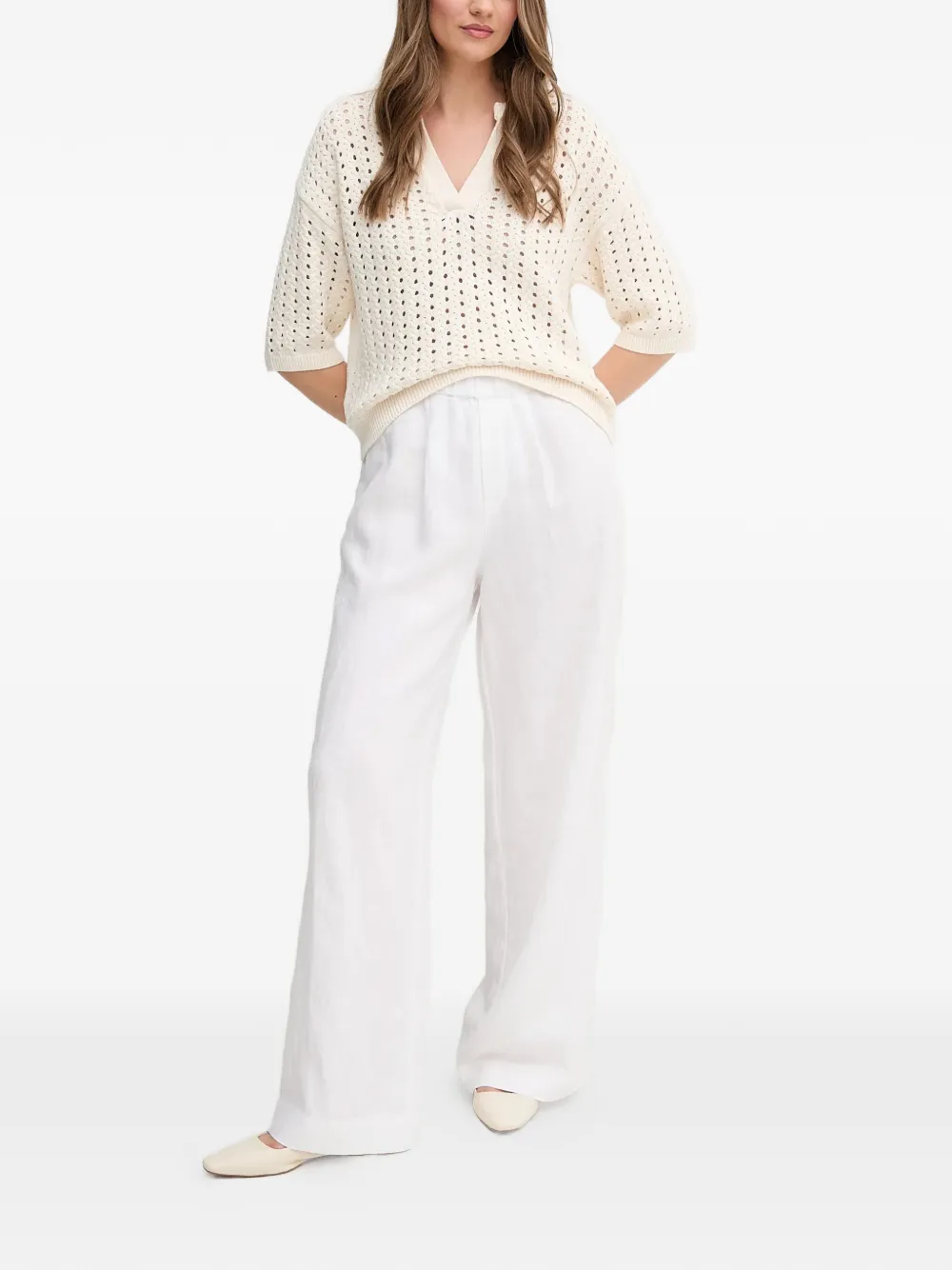  Oui Elasticated Trousers - White 