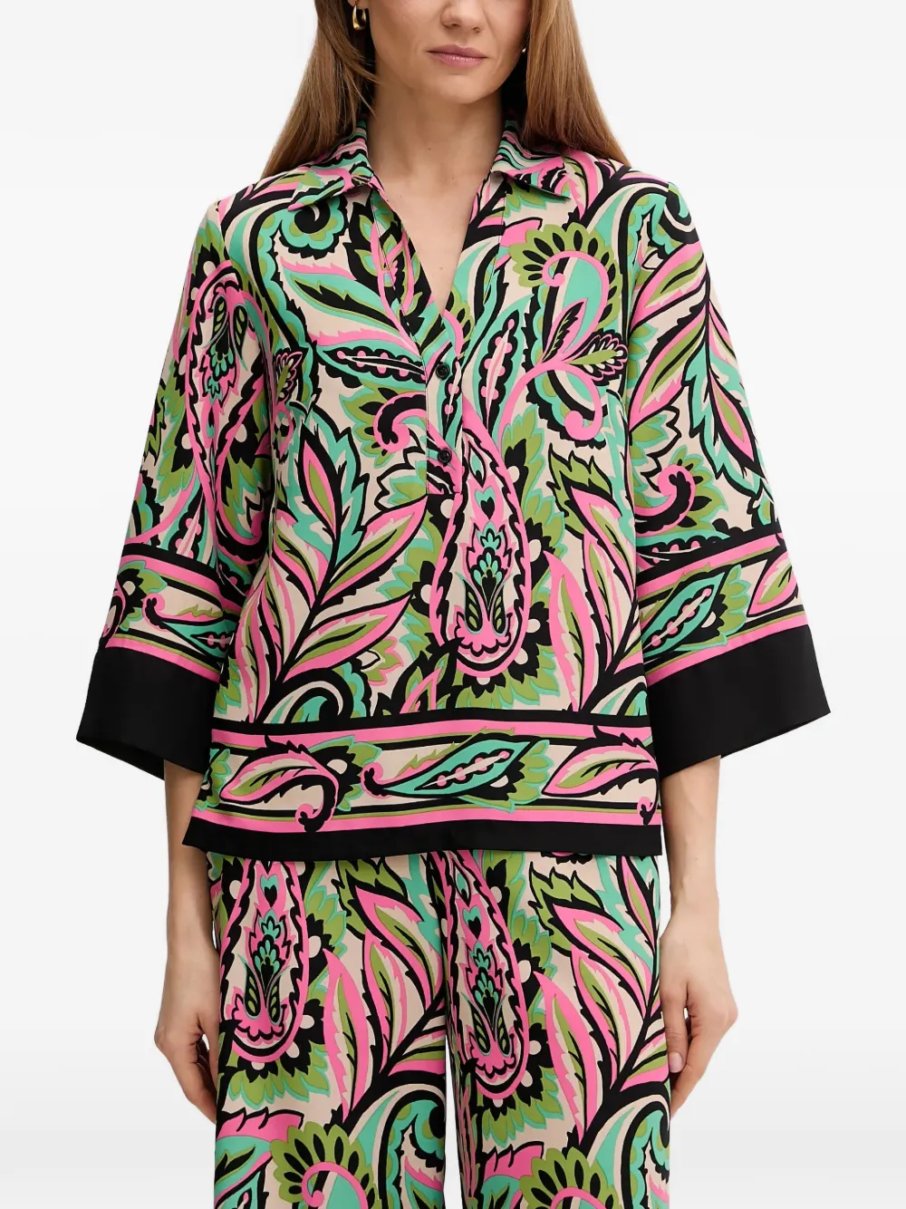 Joseph Ribkoff patterned three-quarter-sleeve top - Toni neutri