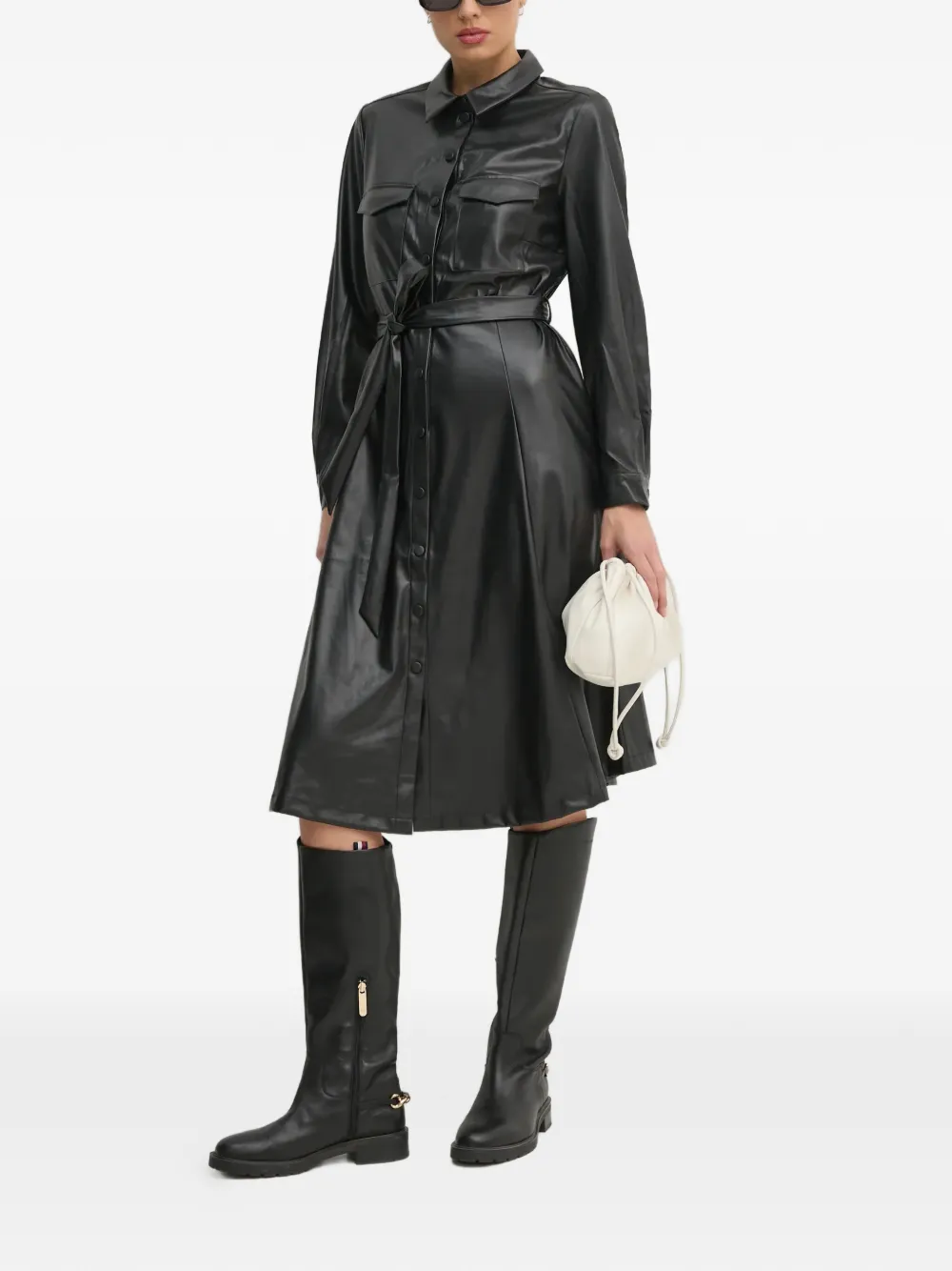  Oui Belted Midi Dress - Black 