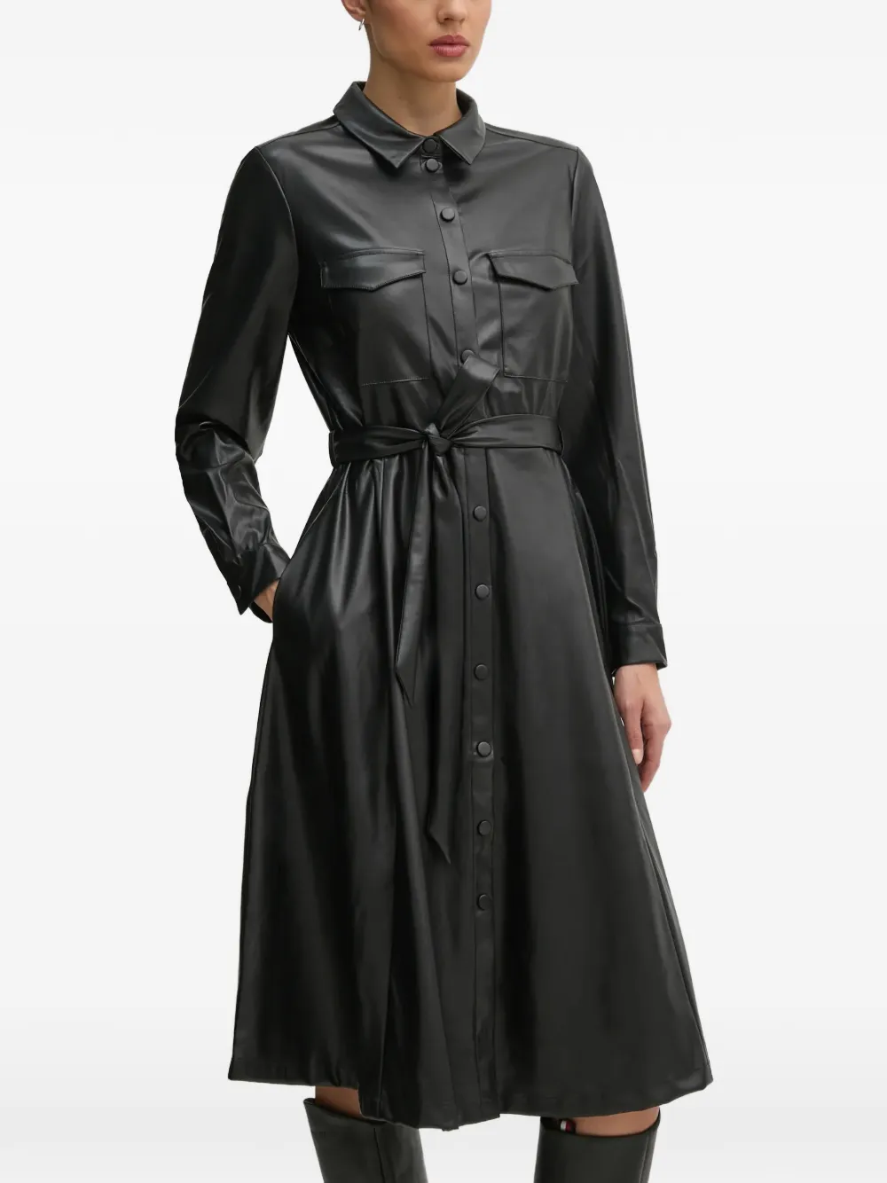 OUI belted midi dress - Nero