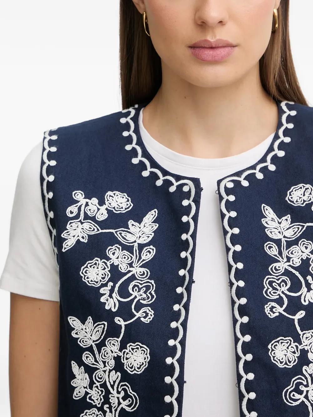 Floral-Embroidered Waistcoat