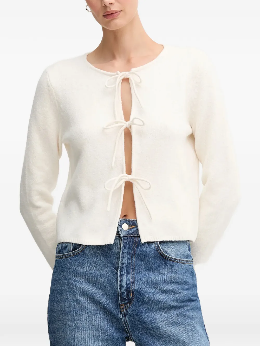 OUI tie front knitwear - Bianco