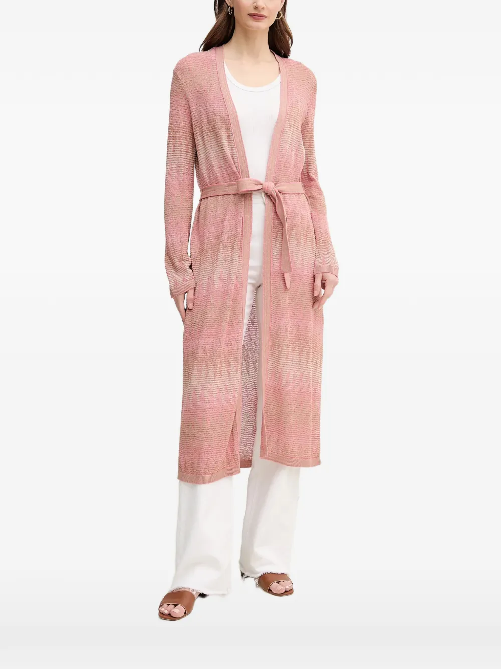 OUI belted patterned cardigan - Rosa