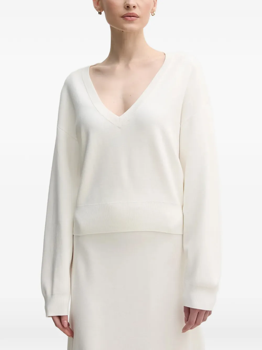 OUI V-neck long-sleeve sweater - Bianco