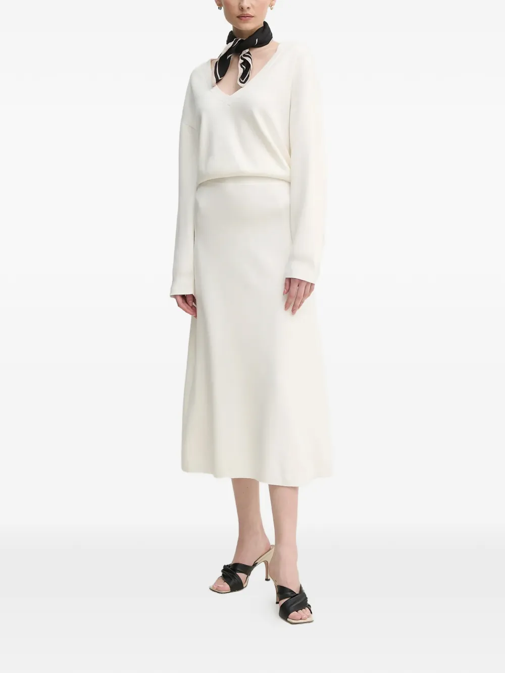  Oui Pull à Col V - Blanc 