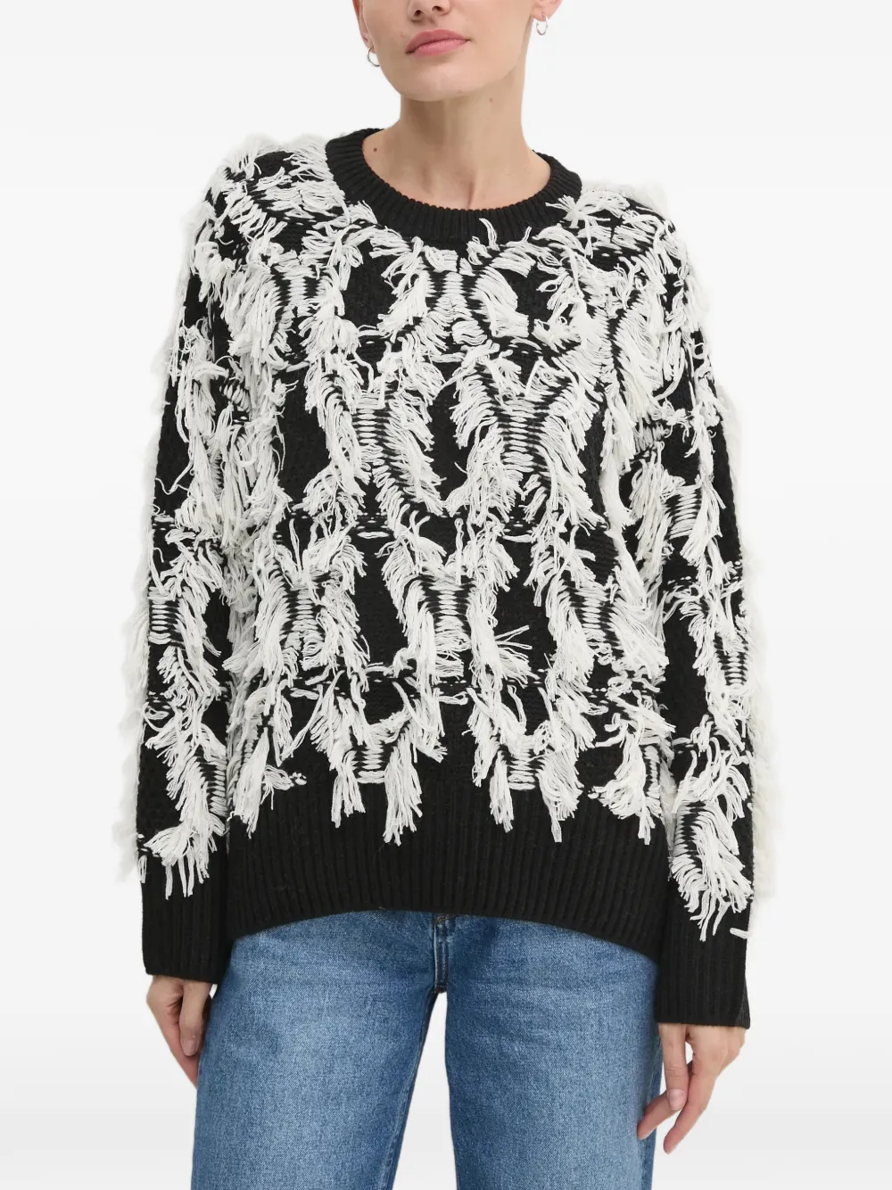 OUI fringed sweater - Nero