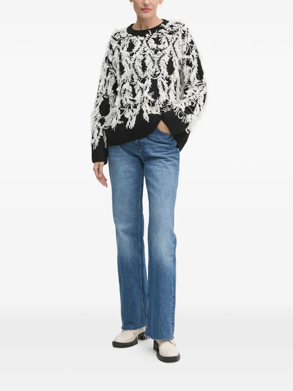  Oui Jersey Con Flecos - Negro 