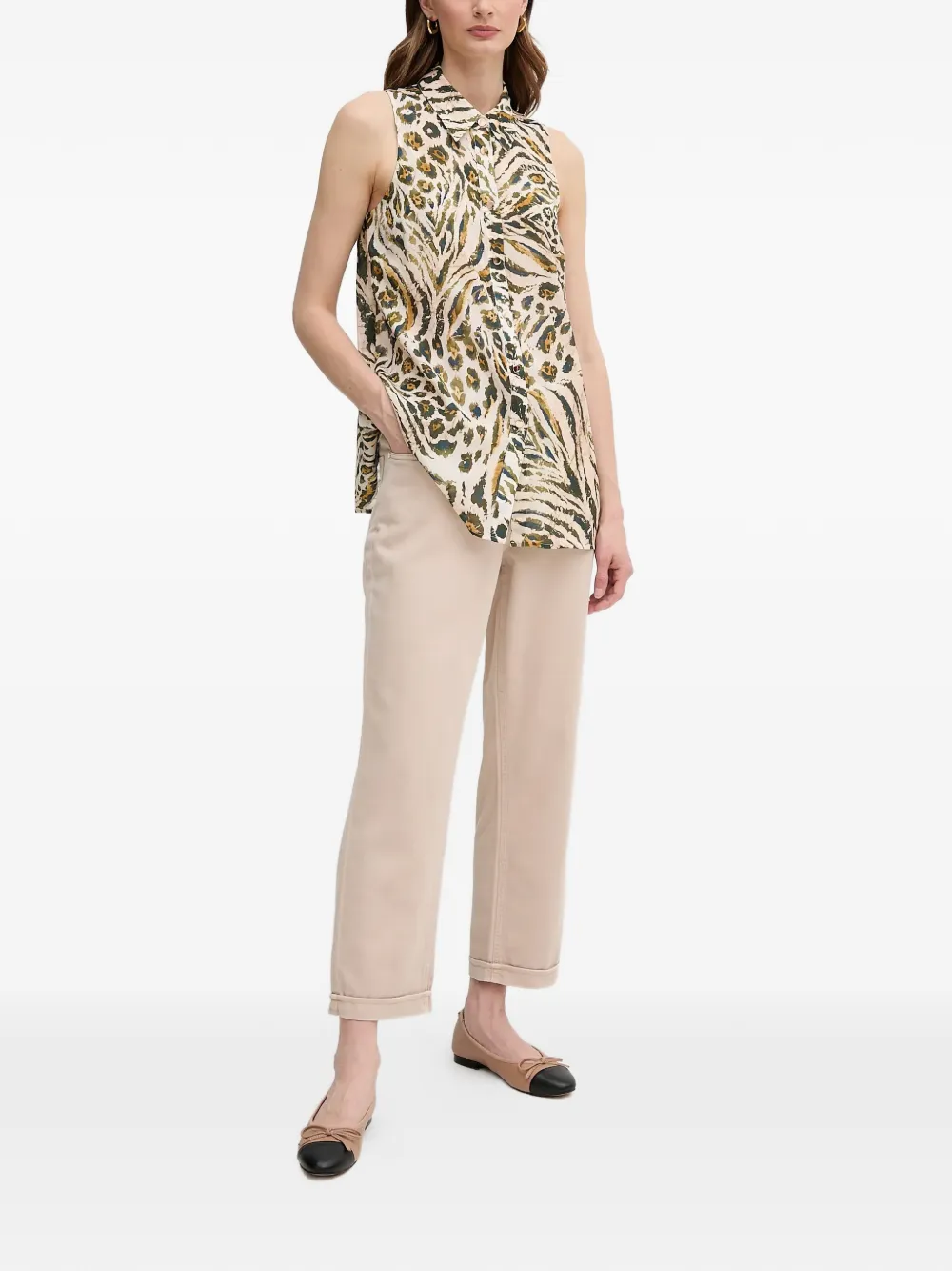  Marc Aurel Buttoned Sleeveless Top - Neutrals 