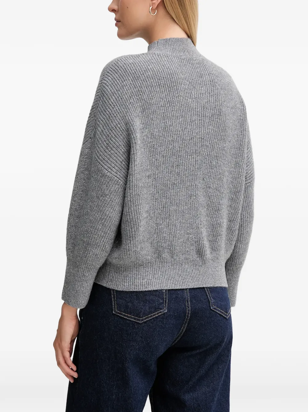  Oui Pull à Col Montant - Gris 