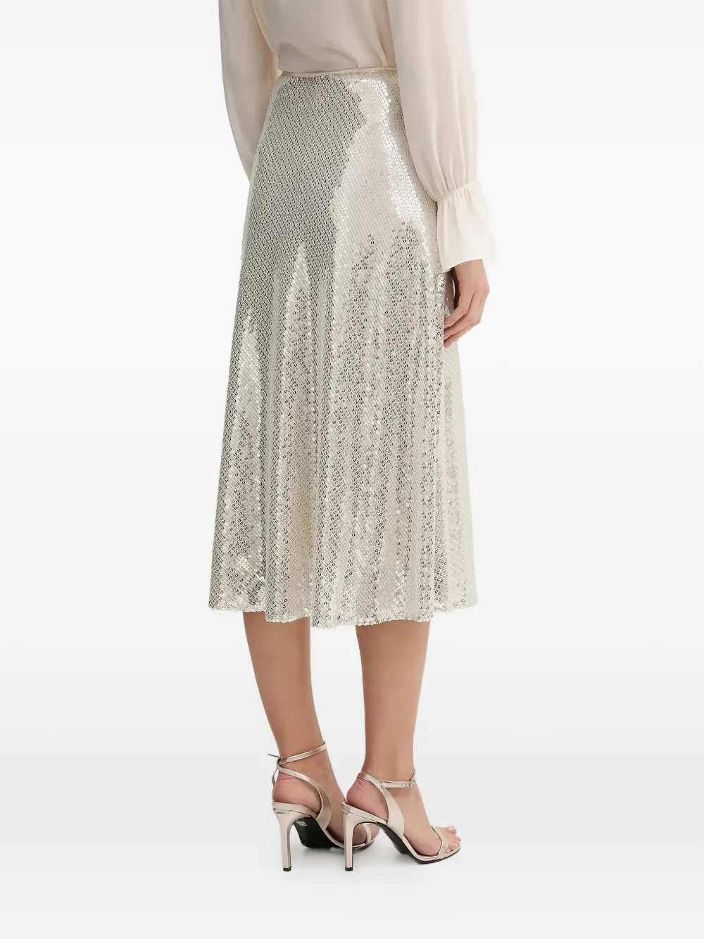  Oui Sequin-embellished Midi Skirt - Silver 