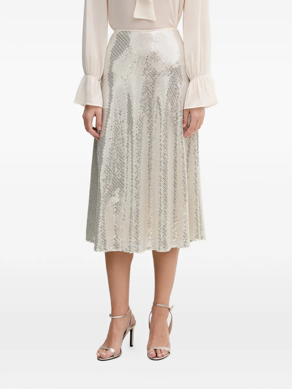 OUI sequin-embellished midi skirt - Argento