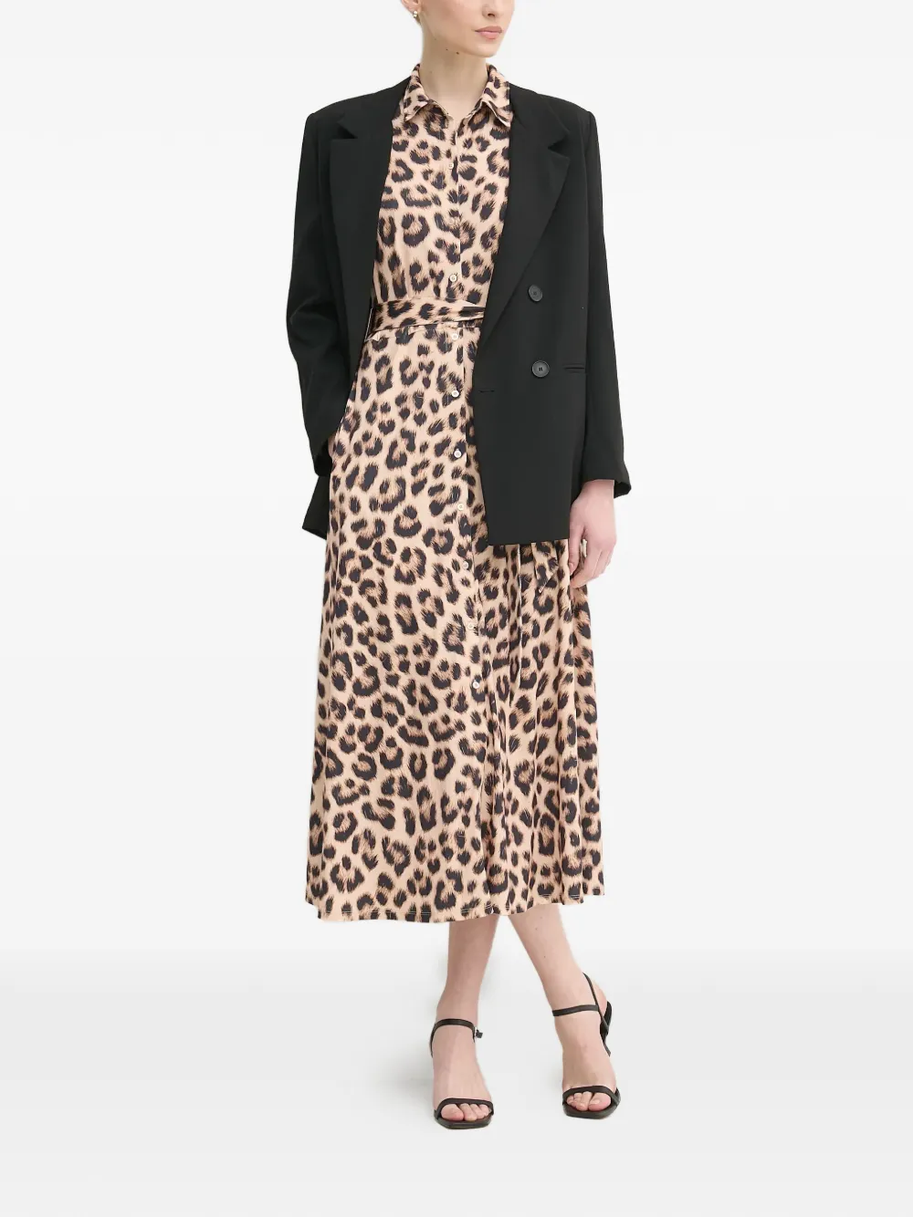 OUI leopard print tie dress - Nude