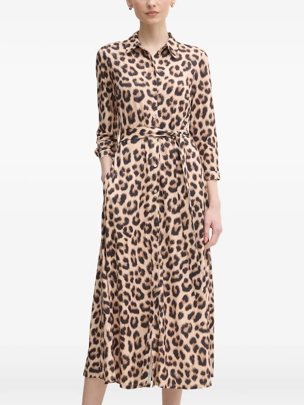 OUI Jurk met luipaardprint Beige