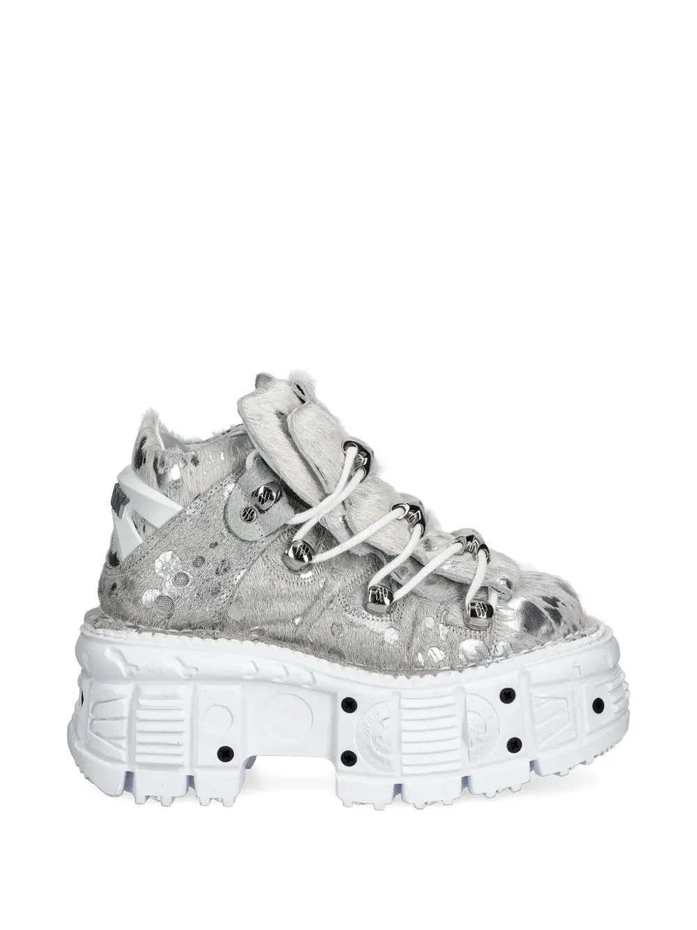 NEW ROCK Pelo Calvas Blanco Plata Tank Blanco Torn dotted platform sneakers Grijs