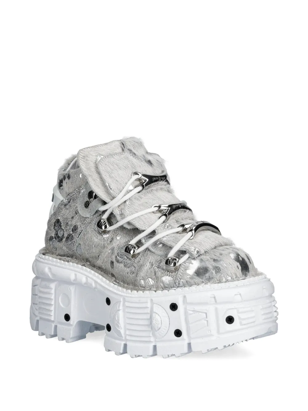 NEW ROCK Pelo Calvas Blanco Plata Tank Blanco Torn dotted platform sneakers Grijs