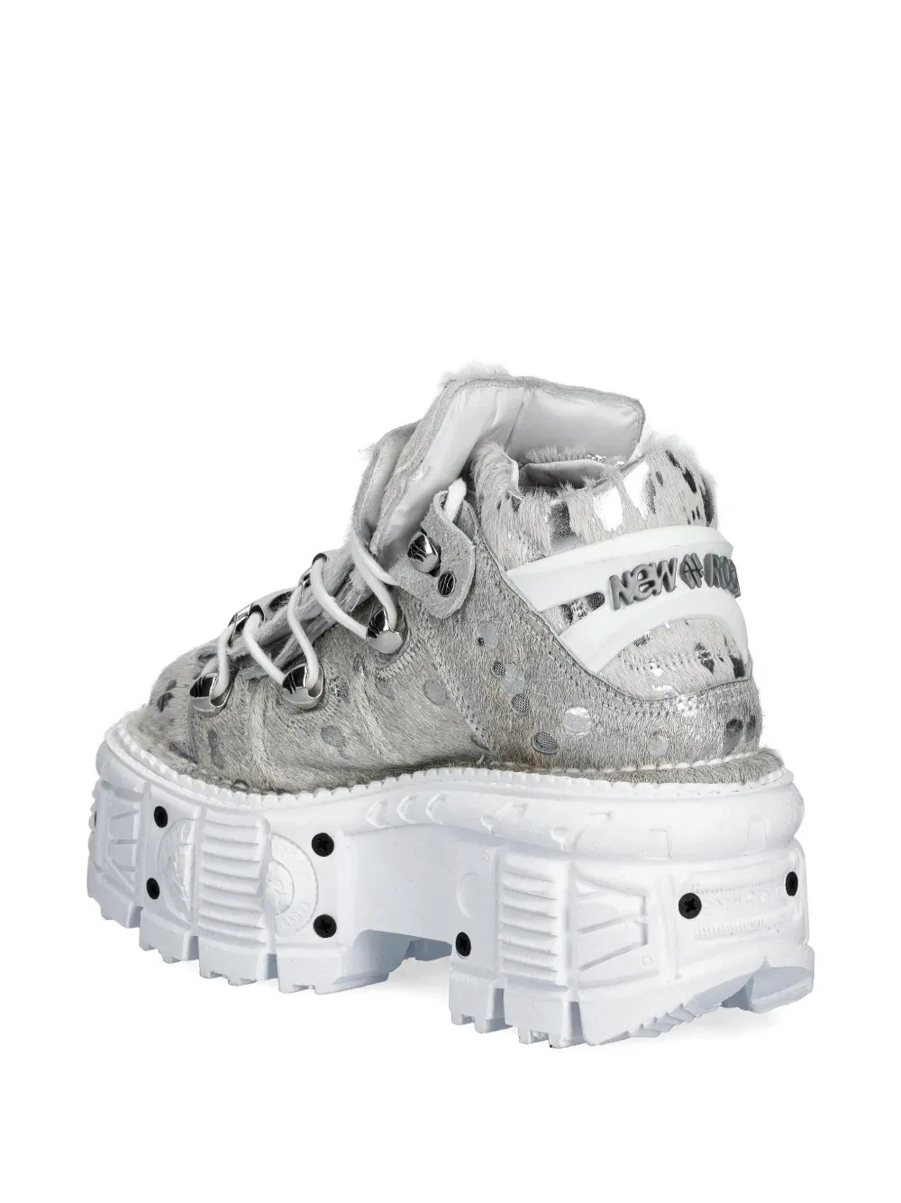 NEW ROCK Pelo Calvas Blanco Plata Tank Blanco Torn dotted platform sneakers Grijs