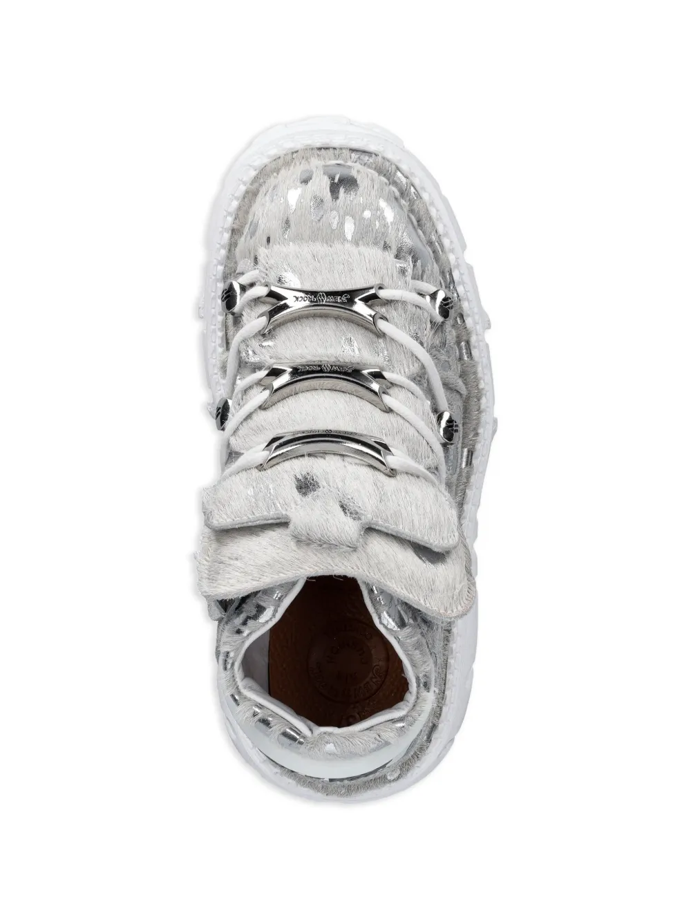 NEW ROCK Pelo Calvas Blanco Plata Tank Blanco Torn dotted platform sneakers Grijs