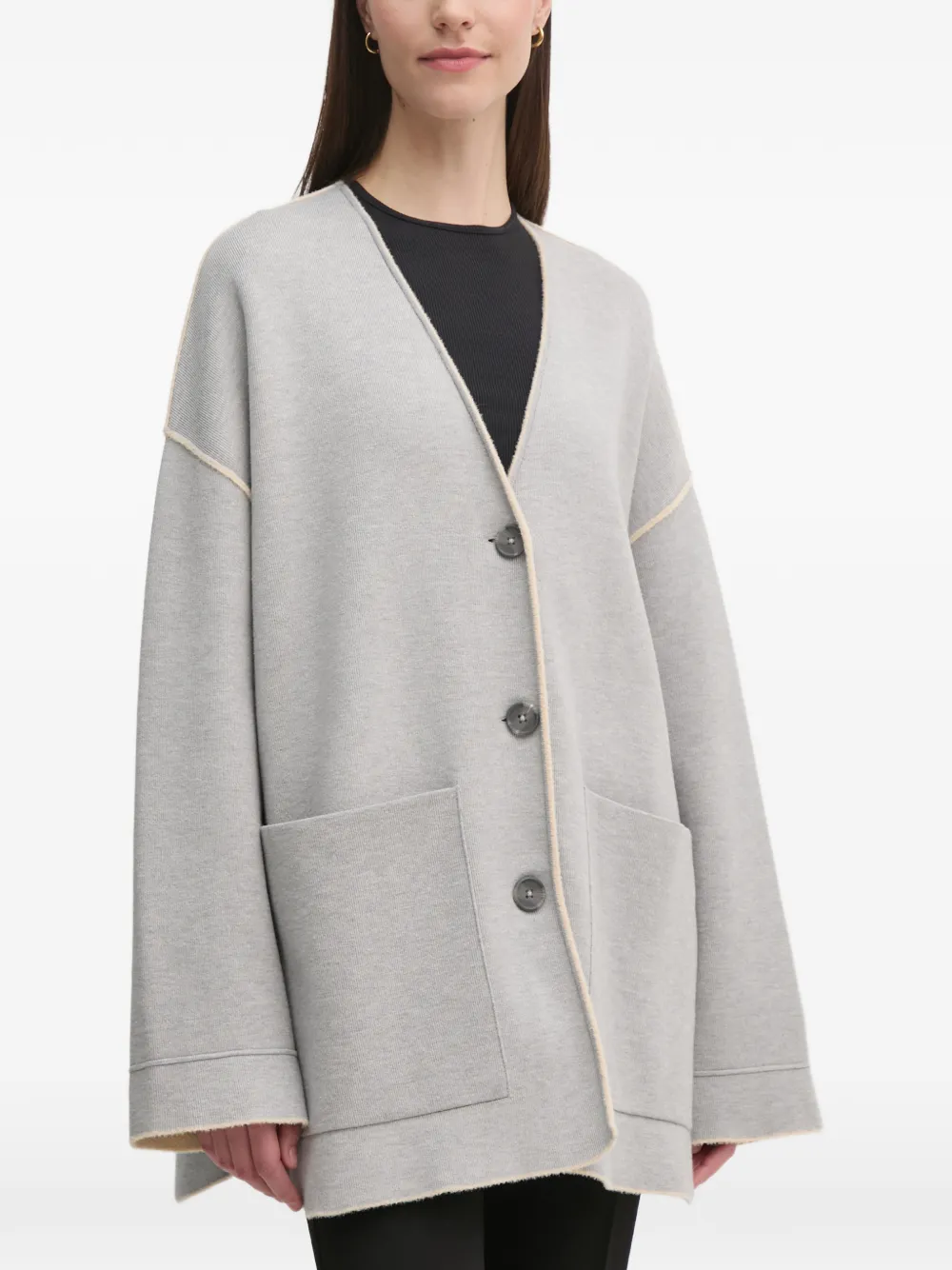 OUI patch pocket cardigan - Grau