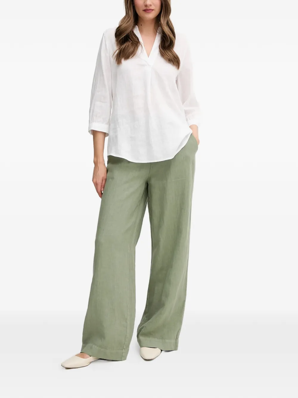  Oui V-neck Shirt - White 