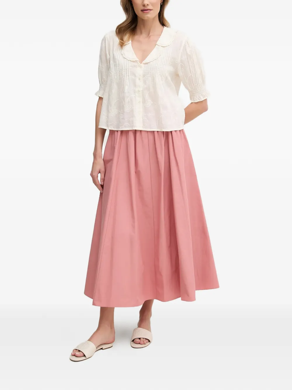  Oui Falda Midi Acampanada - Rosa 