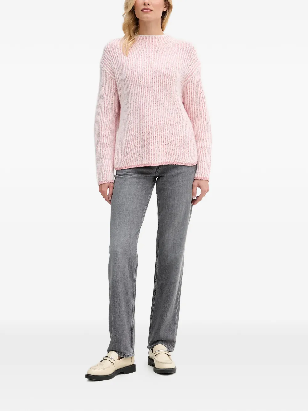  Oui Pull En Maille Texturée - Rose 