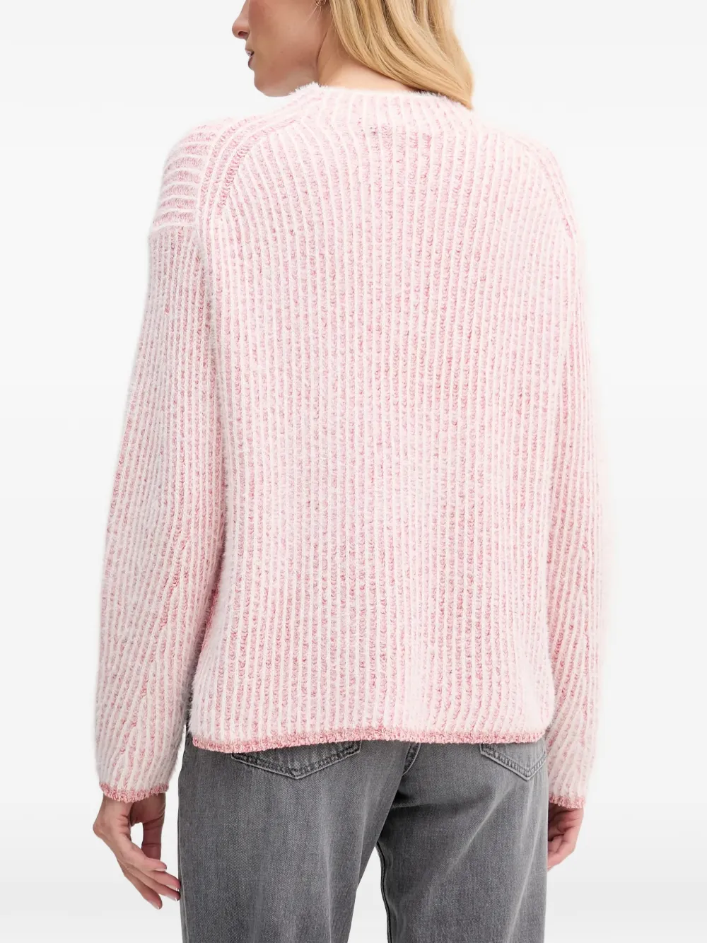  Oui Pull En Maille Texturée - Rose 