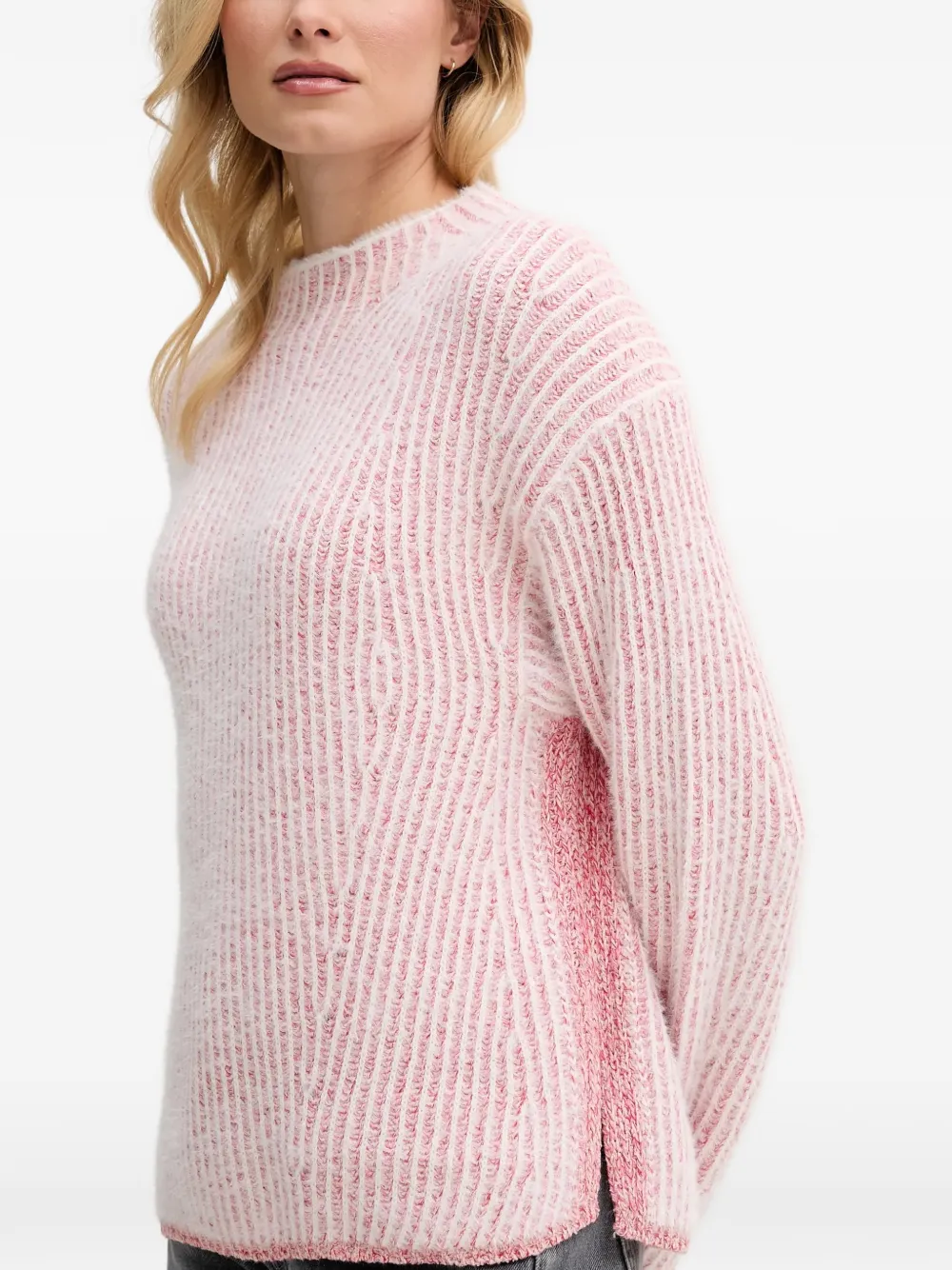 OUI Gebreide trui met textuur Roze