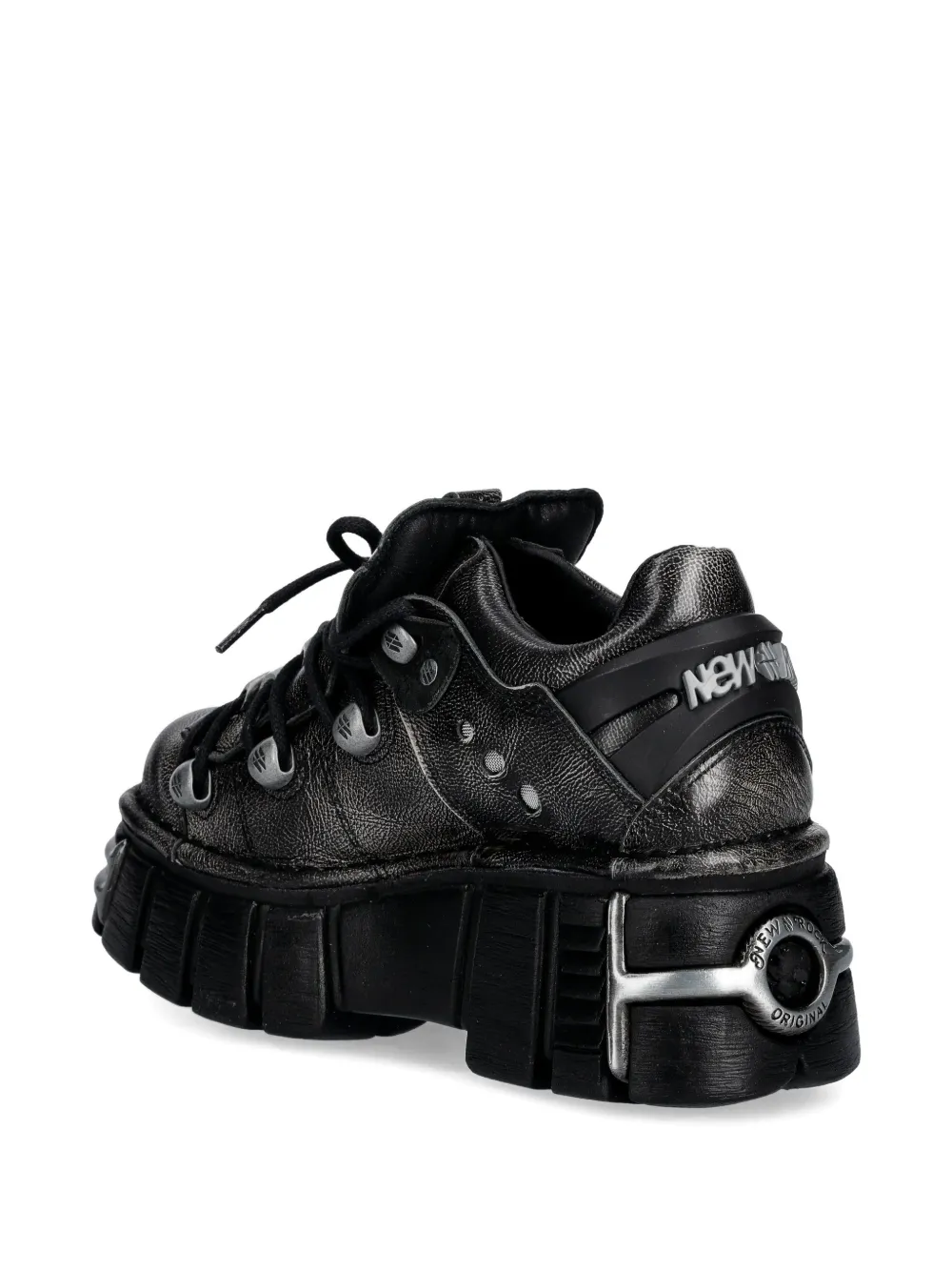 NEW ROCK Pulik Old Arena Tower Negro sneakers met plateauzool en ringlets Zwart