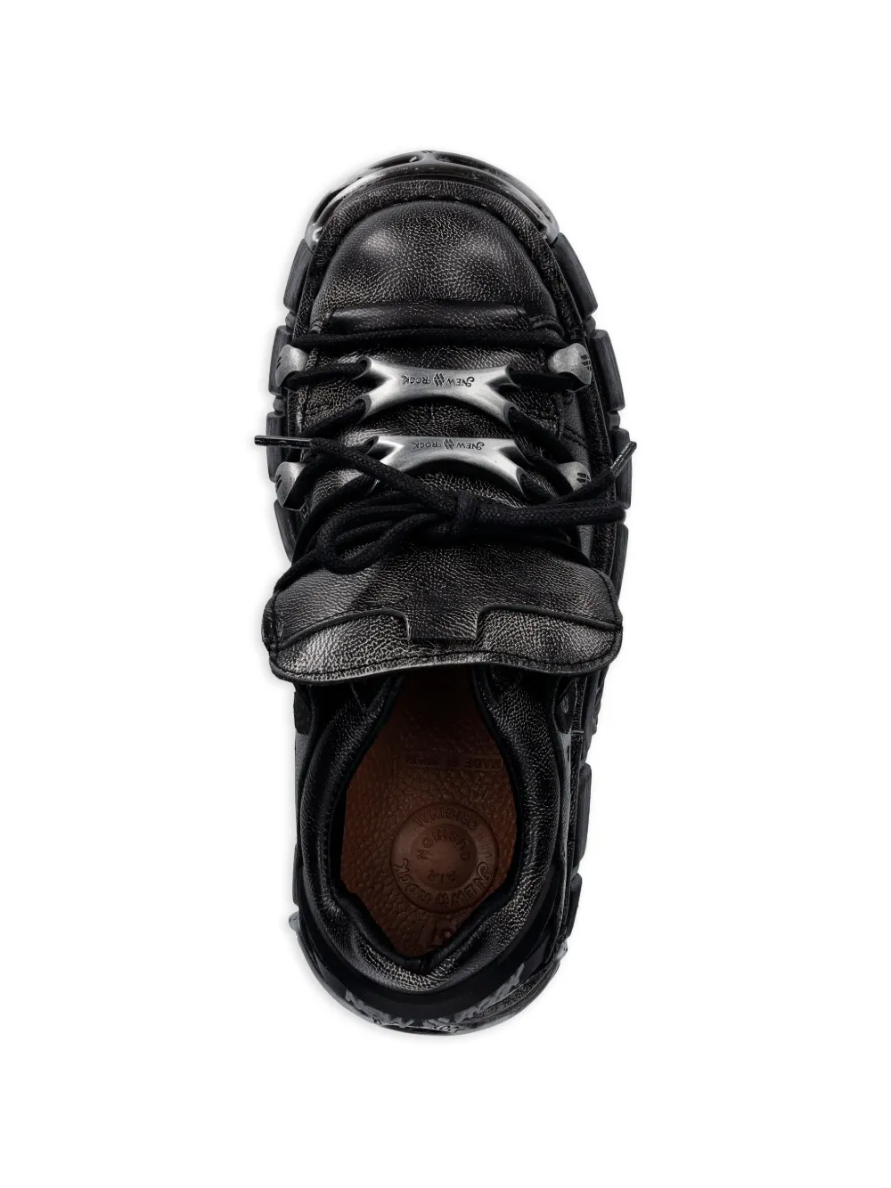 NEW ROCK Pulik Old Arena Tower Negro sneakers met plateauzool en ringlets Zwart