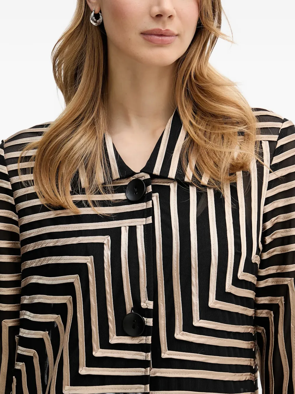 Joseph Ribkoff Blouse met geometrische strepen Zwart