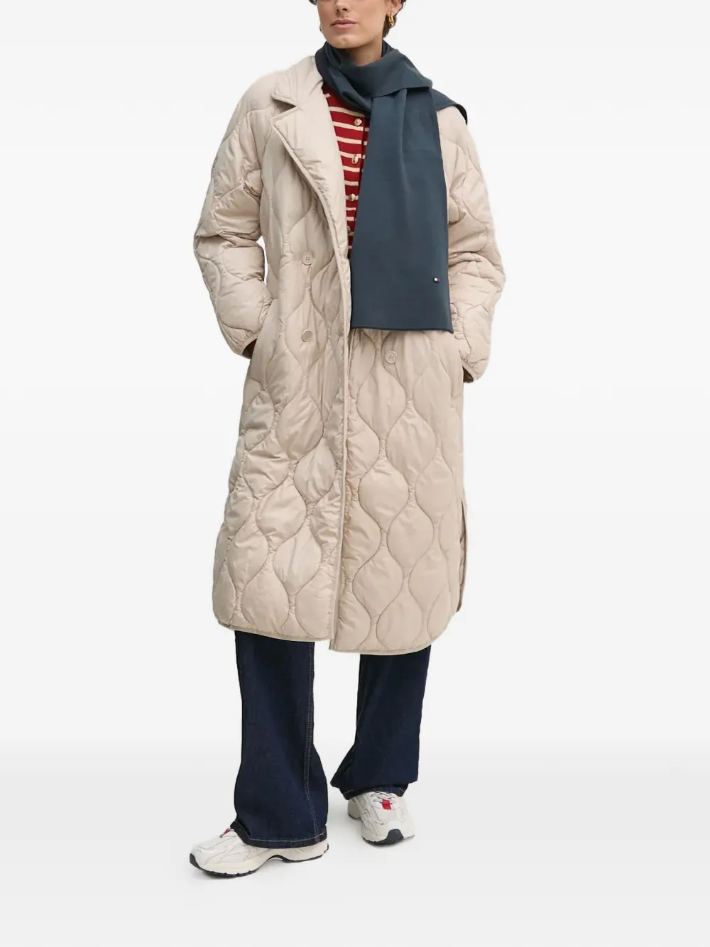  Oui Belted Quilted Coat - Neutrals 
