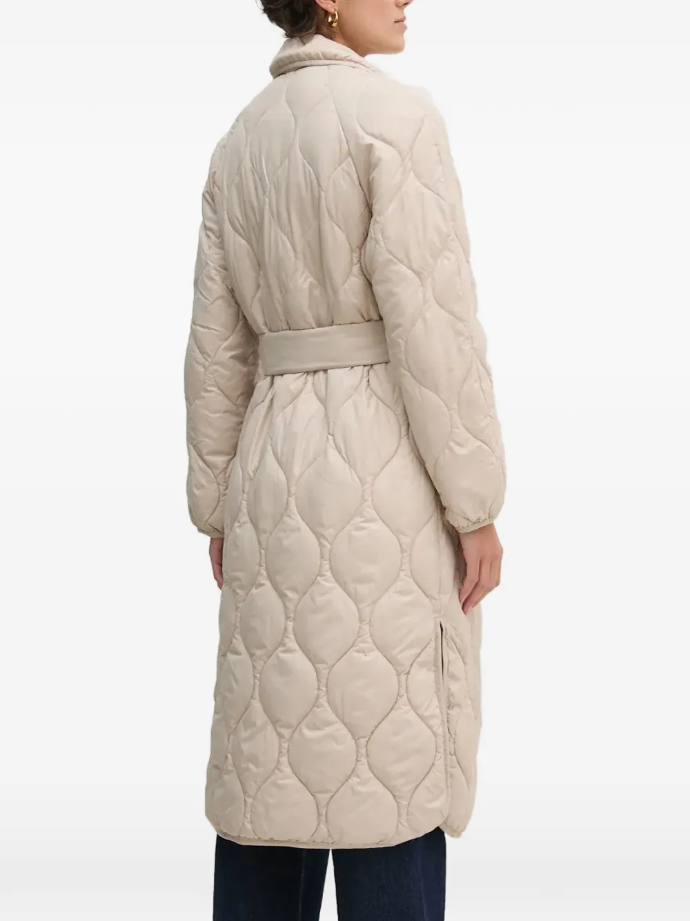  Oui Belted Quilted Coat - Neutrals 