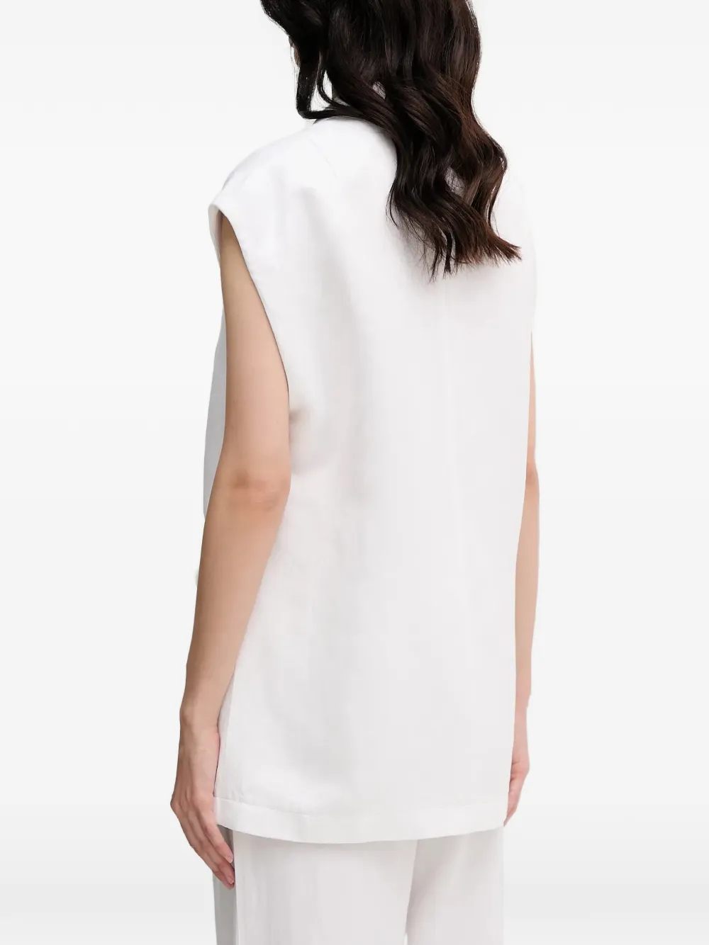  Marc Aurel Sleeveless Single-breasted Blazer - White 