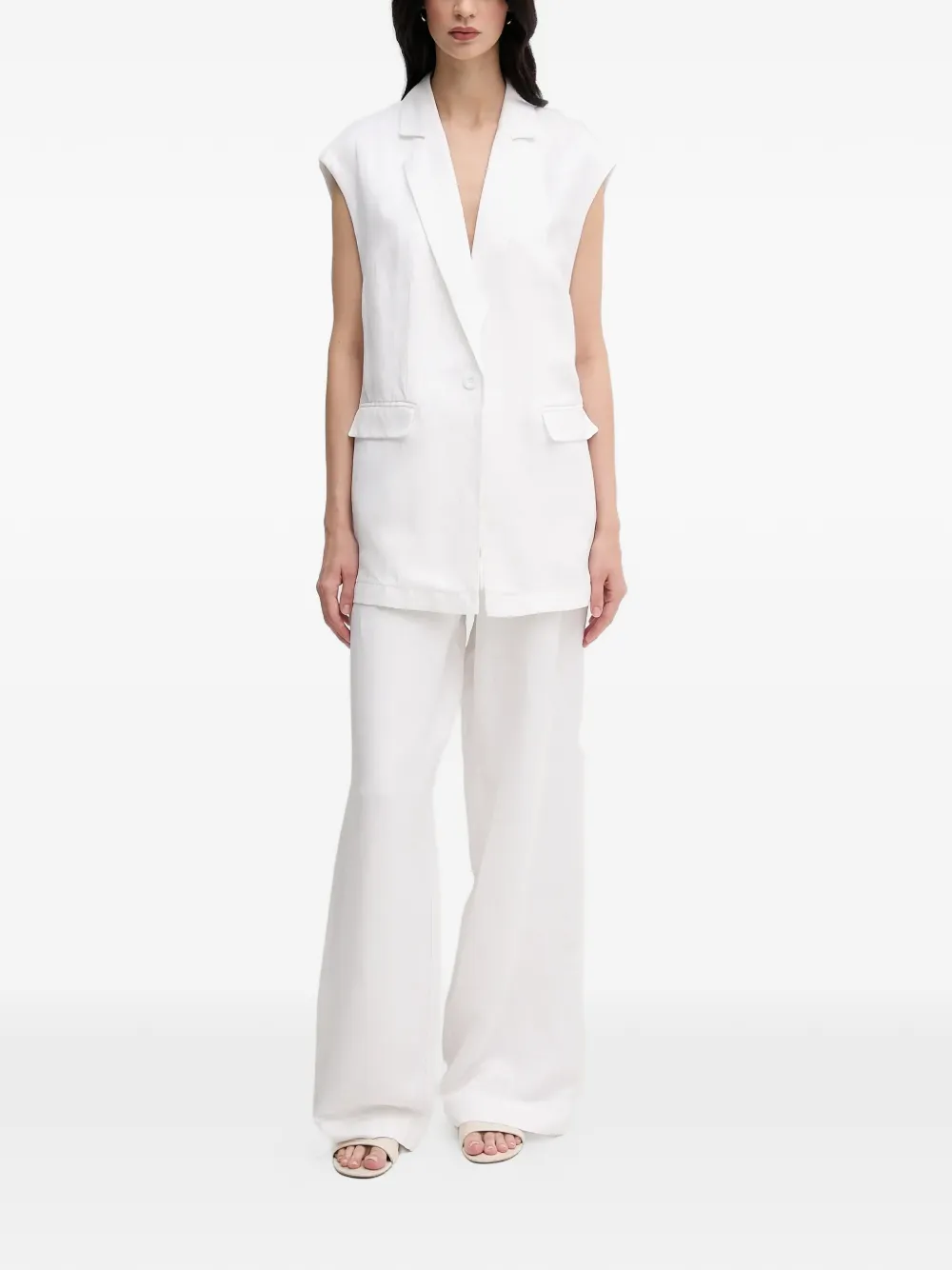  Marc Aurel Sleeveless Single-breasted Blazer - White 