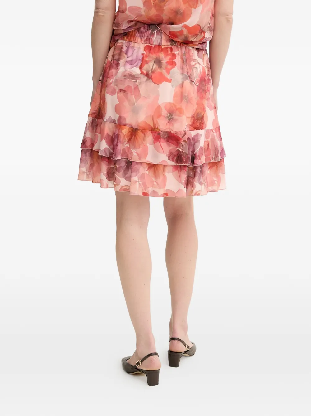  Marc Aurel Ruffled Floral-pattern Mini Skirt - Pink 