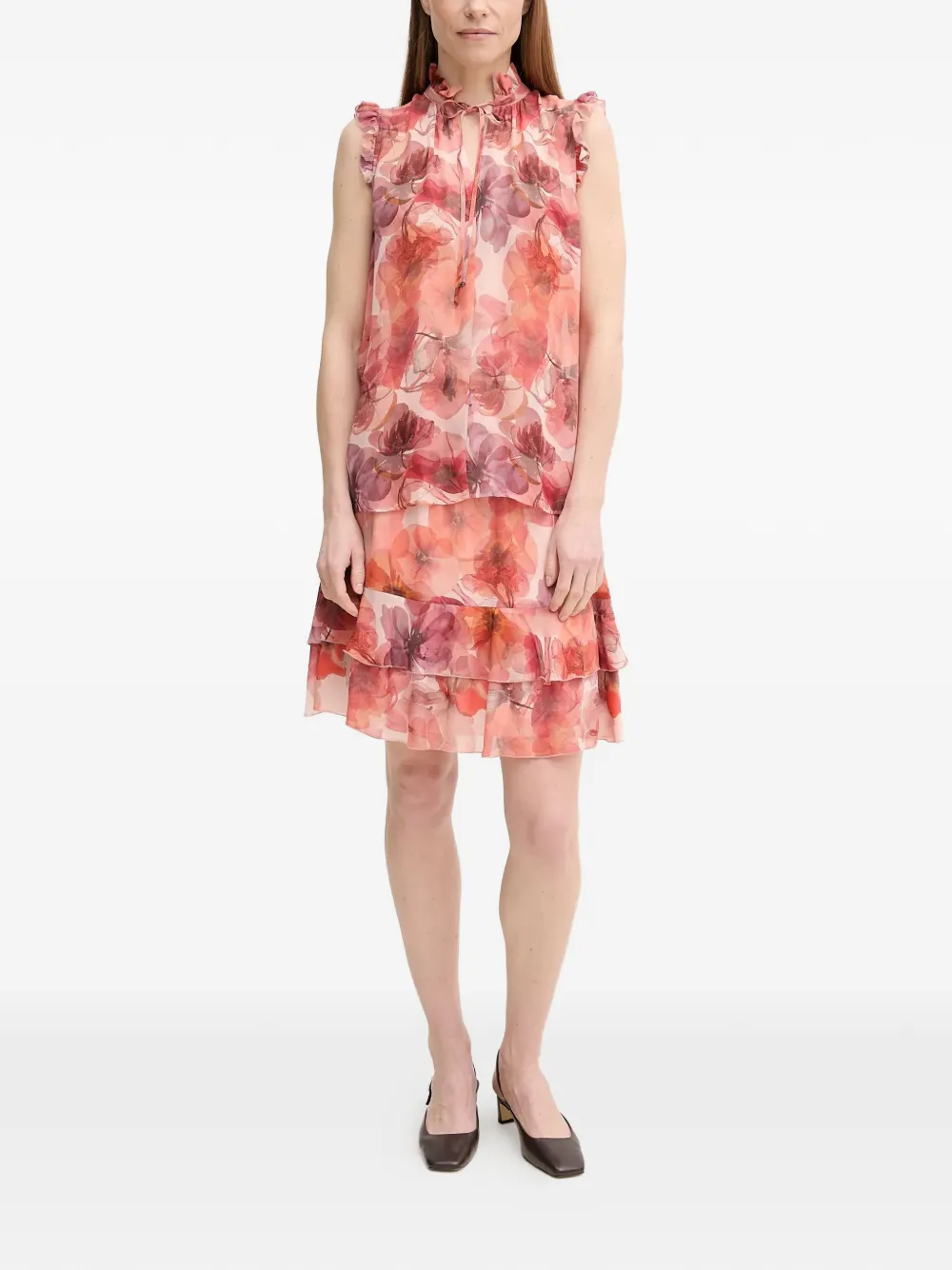  Marc Aurel Ruffled Floral-pattern Mini Skirt - Pink 