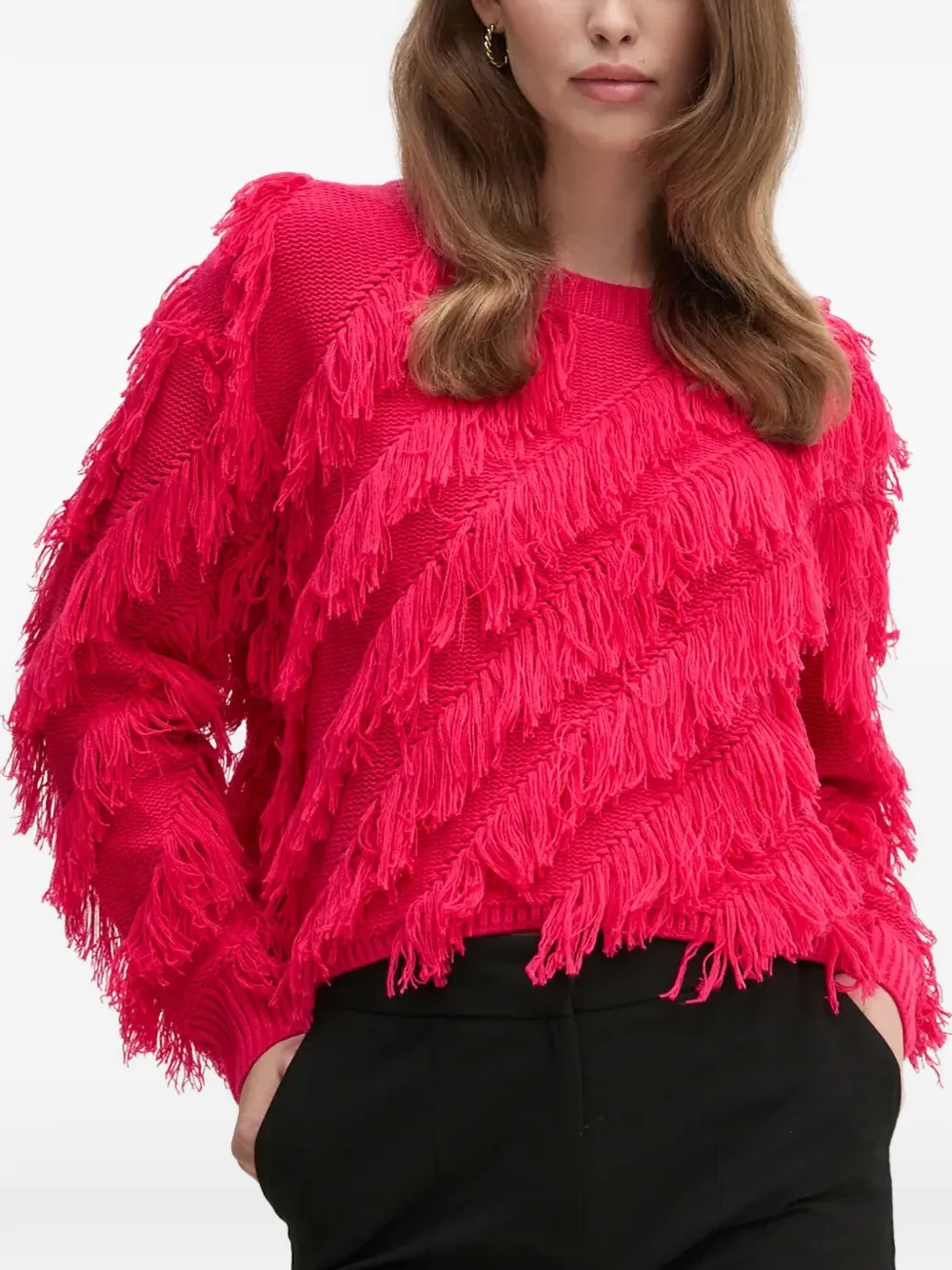 OUI fringed sweater - Rot