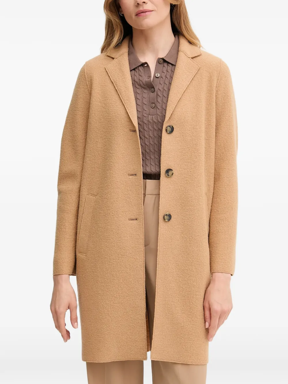  Oui Notched-collar Button Coat - Brown 