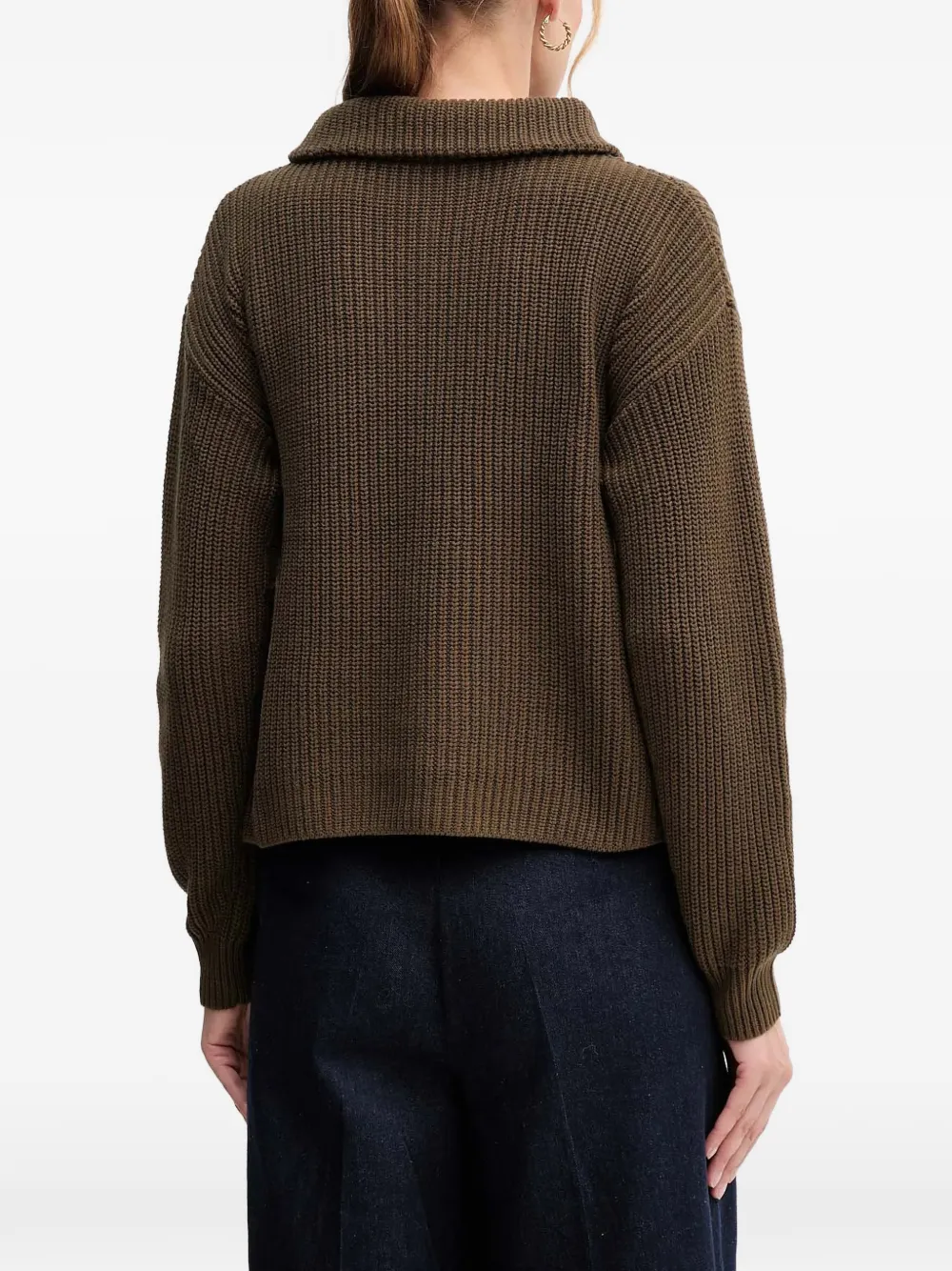  Oui Pull à Col Zippé - Vert 