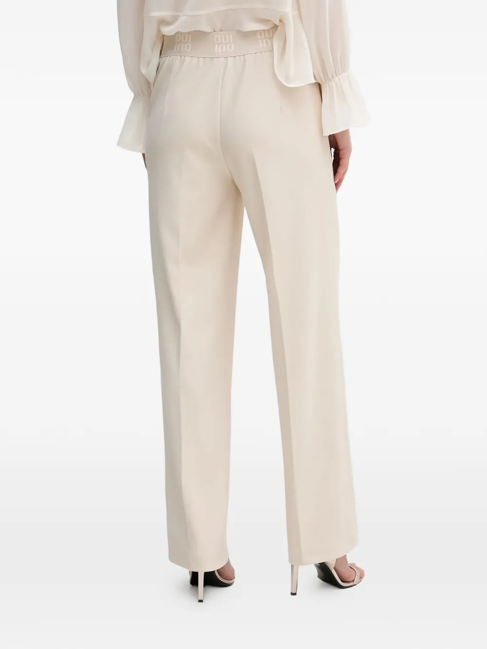 OUI Broek met logo Beige