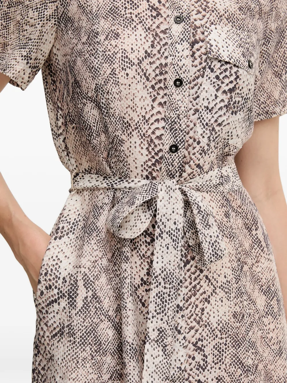 Buttoned Belted Mini Dress