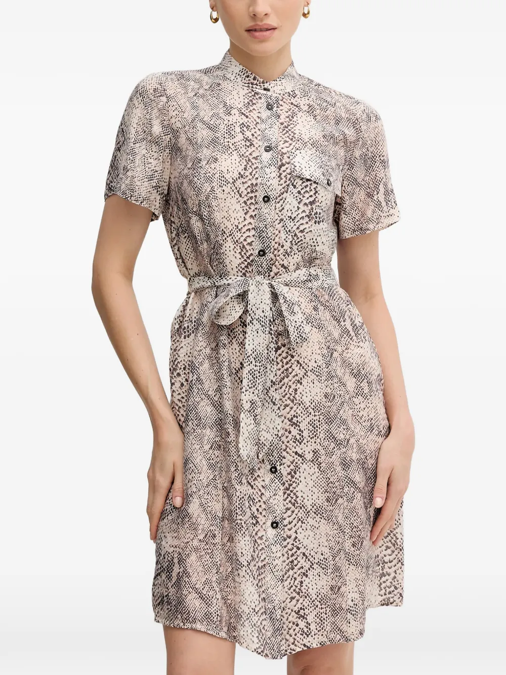 Marc Aurel buttoned belted mini dress - Toni neutri