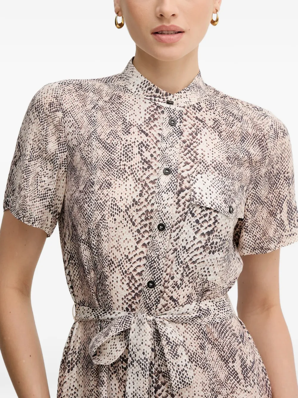 Buttoned Belted Mini Dress