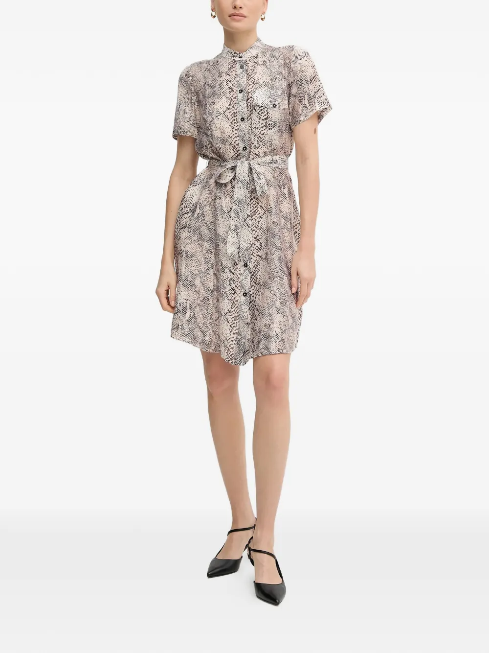 Buttoned Belted Mini Dress